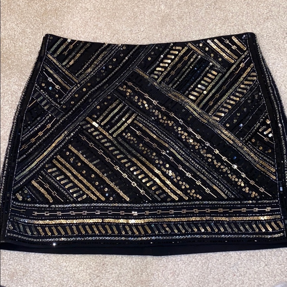 Black Beaded Club Monaco Skirt